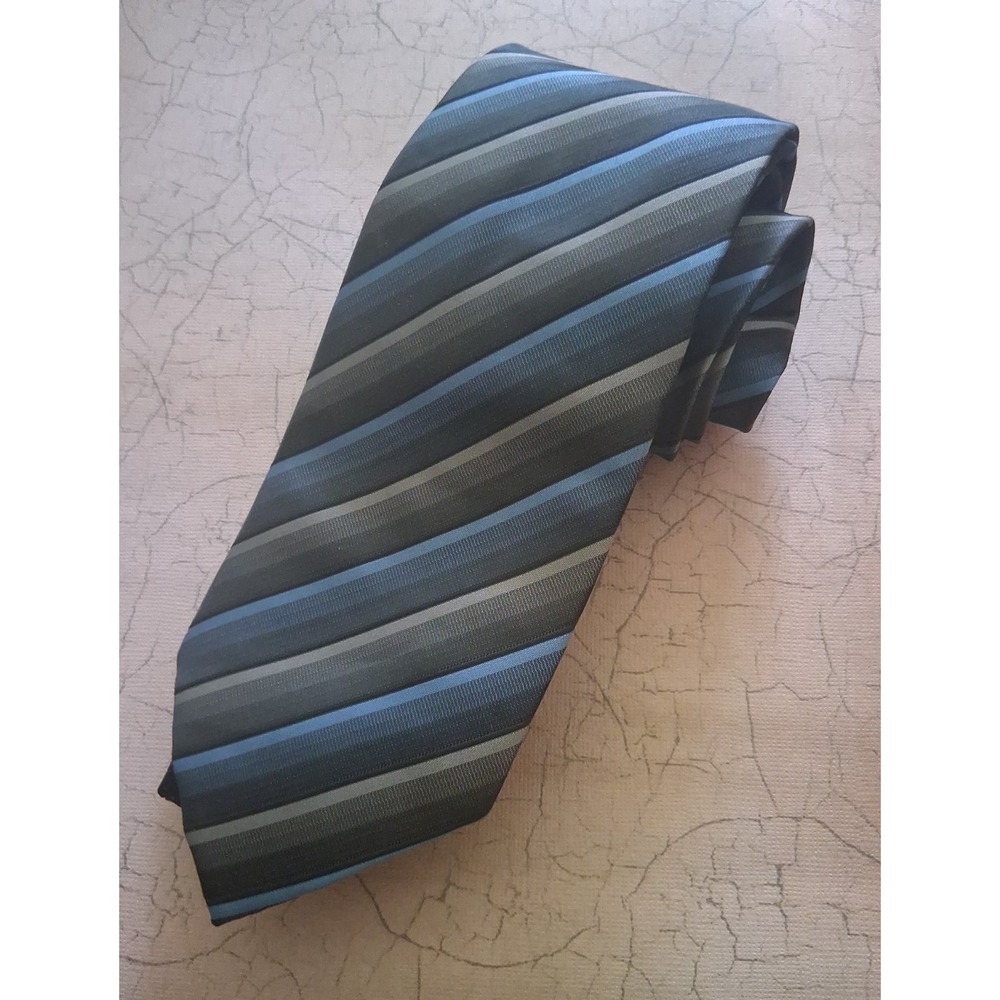 Alexander Julian Men's Tie Blacke Gray Blue Diagonal Necktie Polyester 3.25"x57"